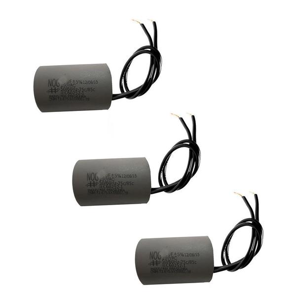 Kit 3 Capacitores 2Fios Metalizados p/Motor 55UF 250VAC MVM Imagem de Kit 3 Capacitores 2Fios Metalizados p/Motor 55UF 250VAC MVM