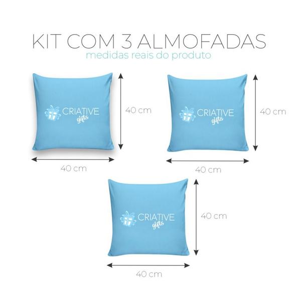 Imagem de Kit 3 Capas De Almofadas Decorativas Personalizado 40x40cm Estampa Floresça