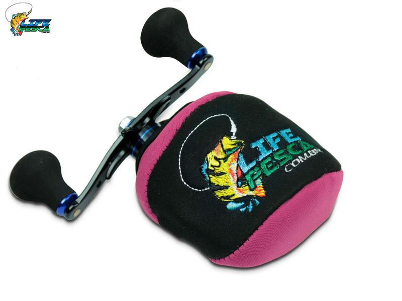 Imagem de Kit 3 Capas Protetora P/ Carretilha Perfil Baixo em Neoprene Rosa - Life Pesca