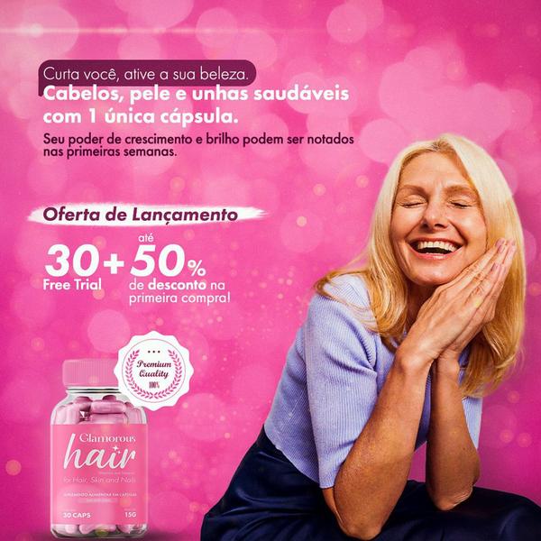 Imagem de Kit 3 Capsula Glamorous Cabelo Suplementos Alimentar Premium