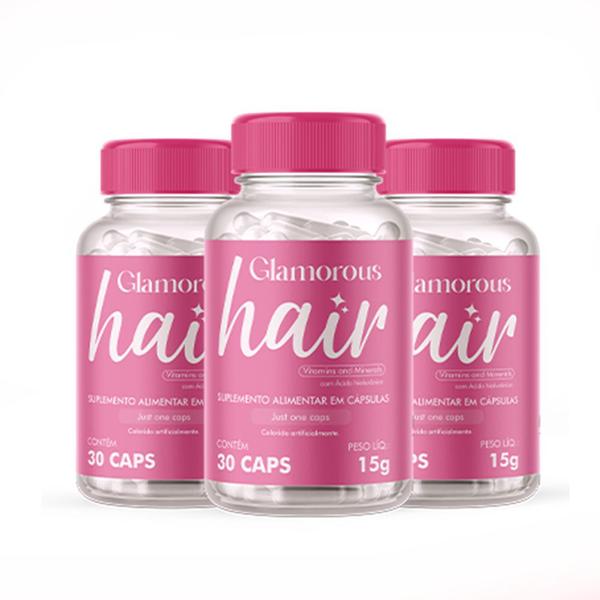 Imagem de KIT 3 Capsulas Glamorous Hair Suplemento Premium Alimentar