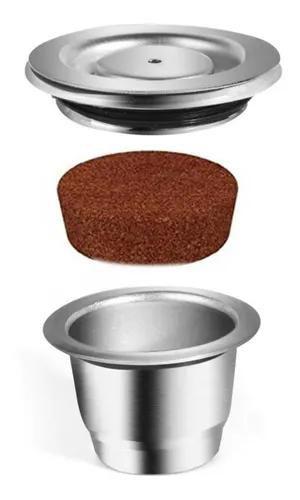 Imagem de Kit 3 Cápsulas Nespresso Reutilizáveis Inox + Socador colher