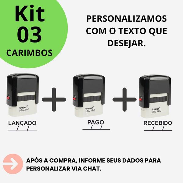 Imagem de Kit 3 Carimbos Trodat 4910 Auto Profissão Enfermeiro