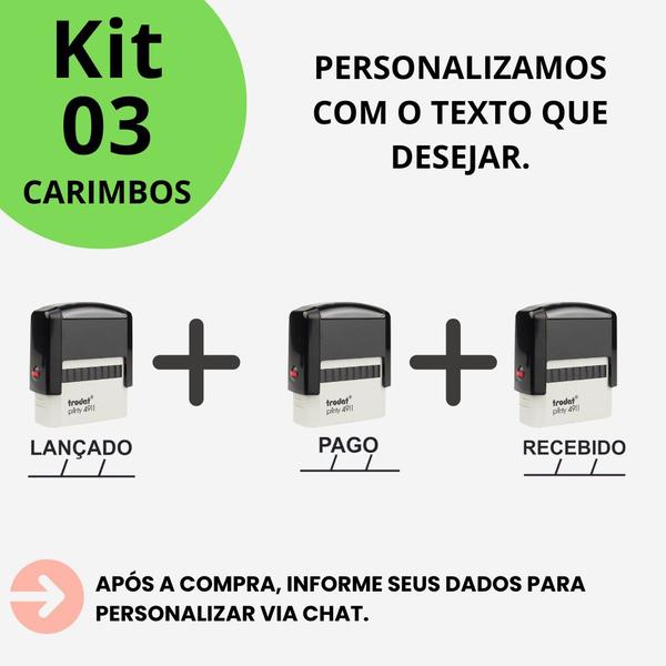 Imagem de Kit 3 Carimbos Trodat 4911 Auto Profissão Enfermeiro