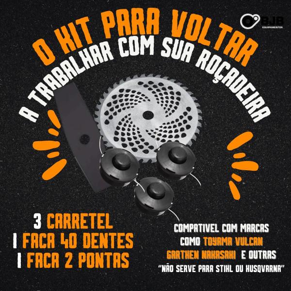 Imagem de Kit 3 Carretel Disco Faca Roçadeira P/ Nakasaki Vulcan Tekna