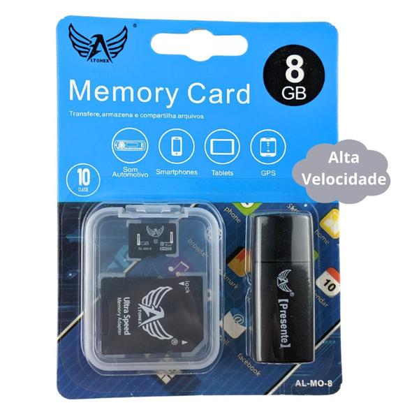 Imagem de Kit 3 Cartão de Memória 8Gb Micro Sd Classe 10 Com 2 Adaptadores Para Utilizar em Diversos Dispositivos