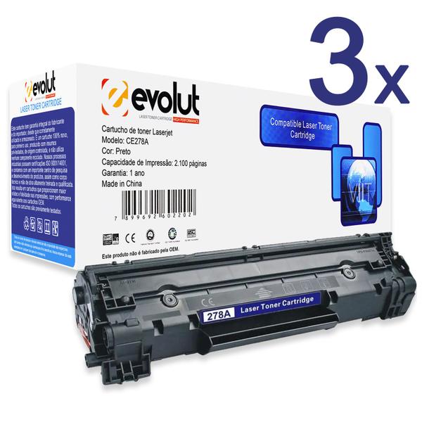 Imagem de Kit 3 Cartucho Toner 78A CE278A 278A Compatível 6300 páginas LaserJet Pro M1536 M1537 M1538 M1539 P1566 P1606