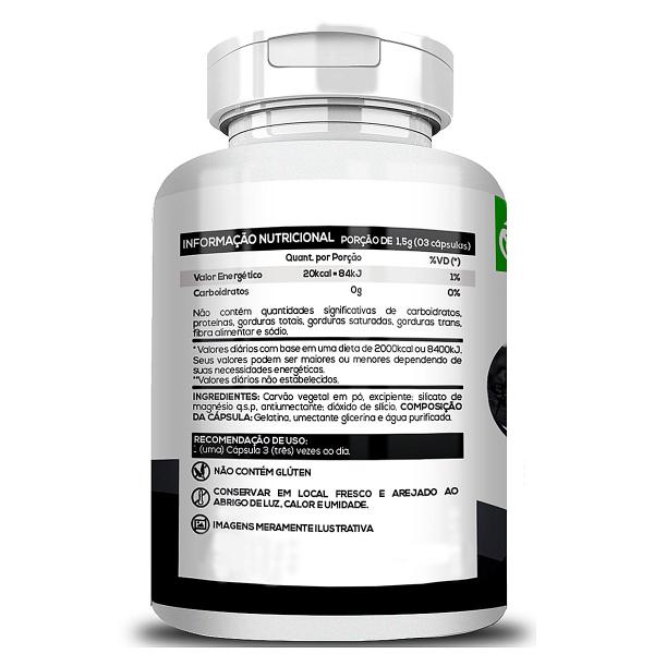 Imagem de Kit 3 Carvão Vegetal Ativado Puro 500mg - 180 Cápsulas Original BIonutri Legitimo Mineral Pó Concentrado Suplemento