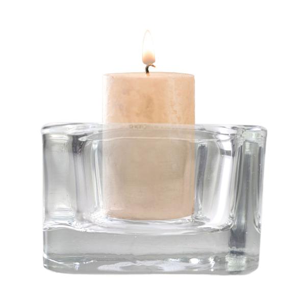 Imagem de Kit 3 Castiçal de Vidro Quadrado Porta Velas Decoração 5cm