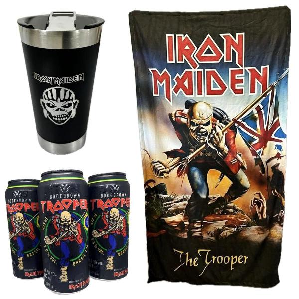 Imagem de Kit 3 Cervejas Iron Maiden Trooper + Toalha + Copo Térmico