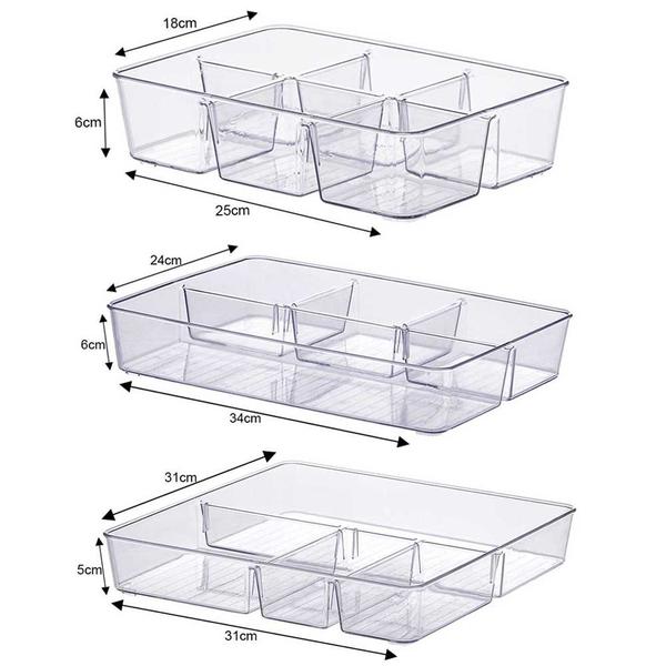 Imagem de Kit 3 cestinhas organizadora com divisória cesto multiuso consultório banheiro cozinha closet gaveta