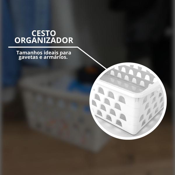 Imagem de Kit 3 Cesto Cestinho Organizador Multiuso Retangular GG Decorativo Design Versátil Prático