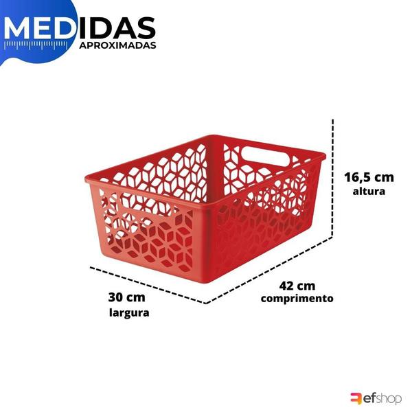 Imagem de Kit 3 Cesto Organizador Multiuso G Gaveta Armário Plástico 15 L S/ Tampa