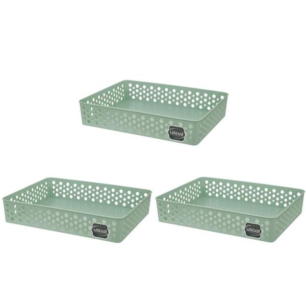 Imagem de Kit 3 Cesto Organizador Rattan Multiuso Armário Gaveta Lavanderia G (34x25)