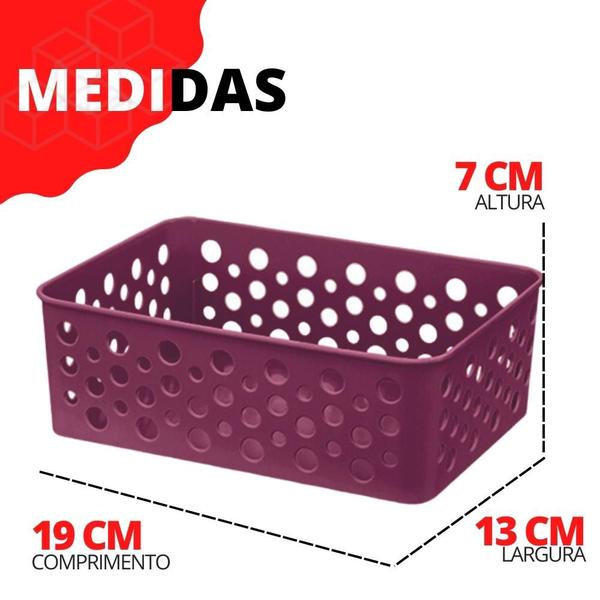 Imagem de Kit 3 Cesto Organizador Rattan Multiuso Armário Gaveta Lavanderia P (19x13)