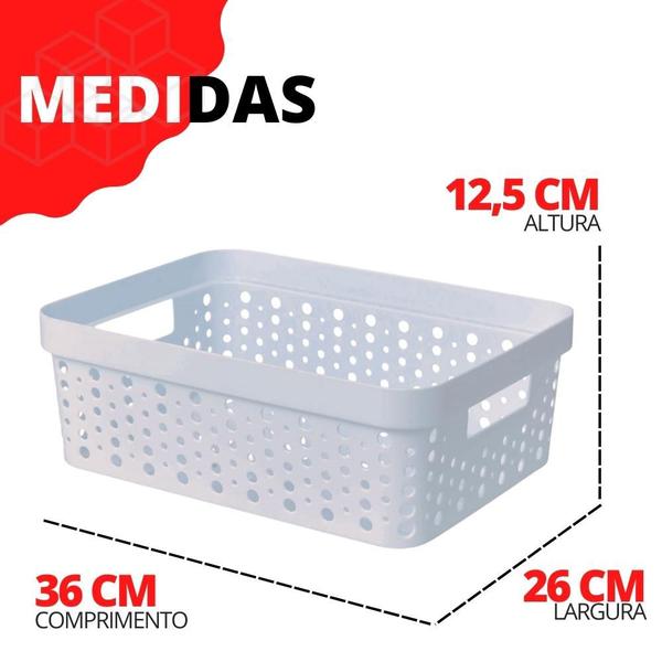 Imagem de Kit 3 Cesto Organizador s/Tampa Trama Rattan 11L Multiuso Plástico