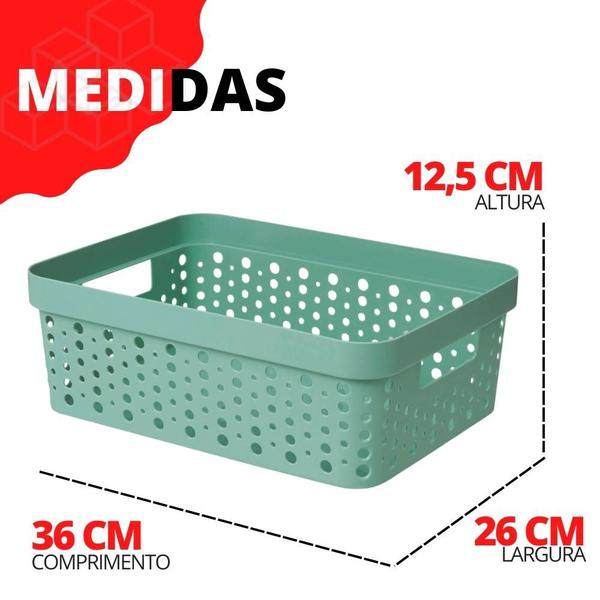 Imagem de Kit 3 Cesto Organizador s/Tampa Trama Rattan 11L Multiuso Plástico