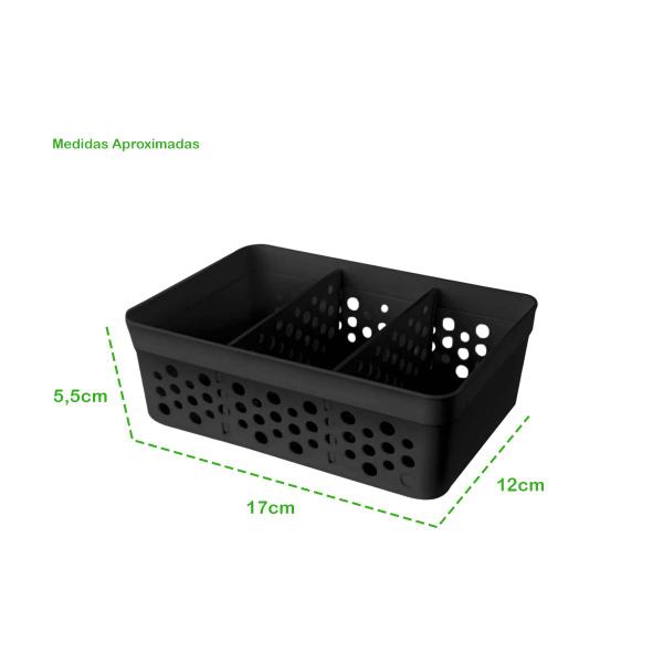 Imagem de Kit 3 Cestos Organizador C/ 2 Divisórias Colméia 17x11,5x5,5