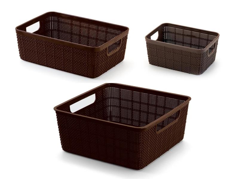 Imagem de Kit 3 Cestos Organizadores Multiuso Rattan Home Organizer P-M-G