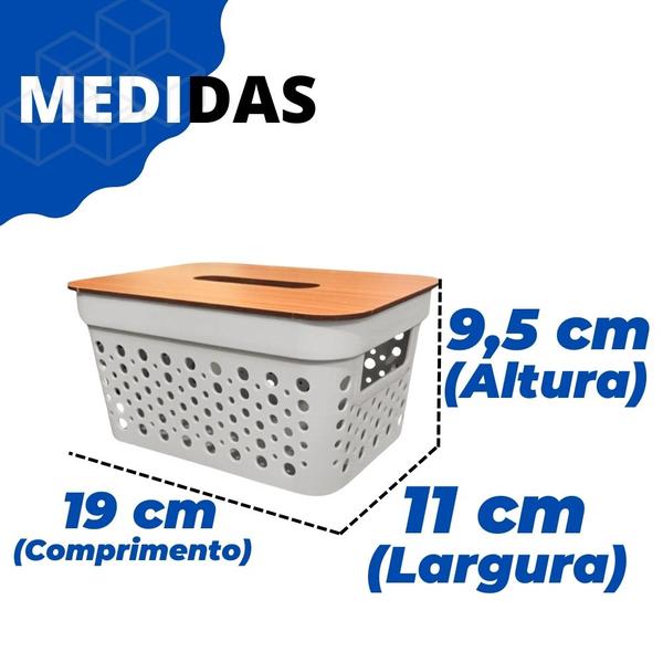 Imagem de KIt 3 Cestos Organizadores Rattan 2L Com Tampa De Madeira