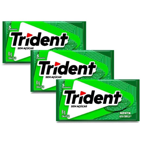 Imagem de Kit 3 Chiclete Trident Menta 8g