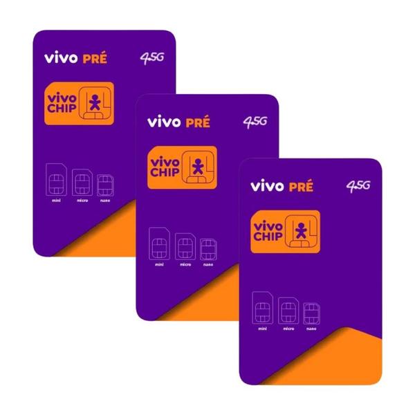 Imagem de Kit 3 Chip Vivo para Celular Corte Triplo Barato