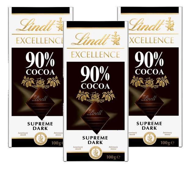 Imagem de kit 3 Chocolate Lindt Excellence 90% Cacau Dark (100g)