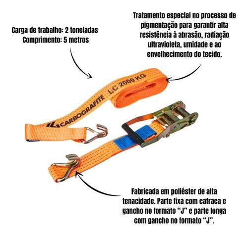 Imagem de Kit 3 Cintas Amarrar Carga 2 Toneladas Catraca Caminhão 5 Mt