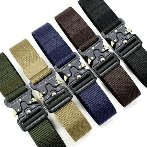 Imagem de Kit 3 Cintos Preto Marrom Verde Moda Cinto tático Militar Largo Masculino Nylon Fivela Liga de Zinco e Engate Rápido