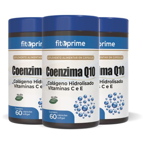 Imagem de Kit 3 Coenzima Q10 Com Colágeno Vitaminas C e E 60 Cápsulas Fitoprime