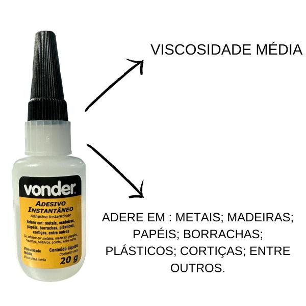 Imagem de Kit 3 Cola Adesiva Instantânea De Cianoacrilato 20g Vonder