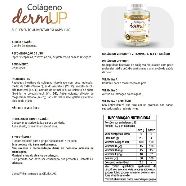 Imagem de Kit 3 Colágeno DermUp Verisol + Vitaminas 90 Cápsulas Maxinutri