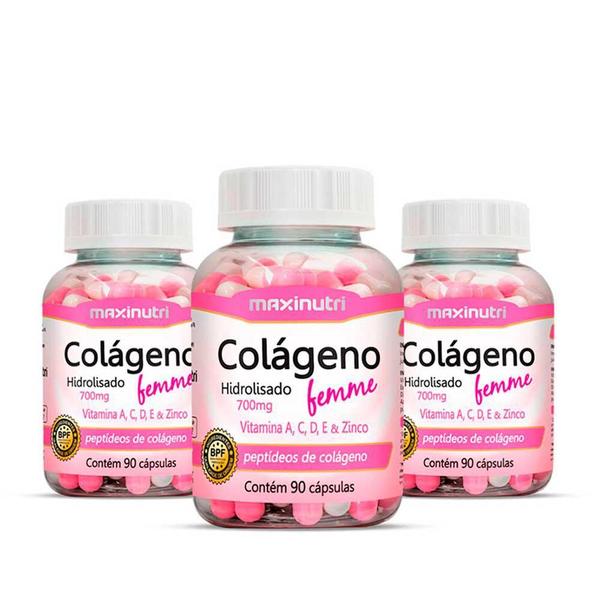 Imagem de Kit 3 Colágeno Femme Vitaminas + Zinco 90 Cápsulas Maxinutri