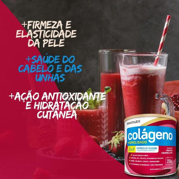 Imagem de Kit 3 Colágeno Hidrolisado Frutas Vermelhas Lata 250g Maxinutri