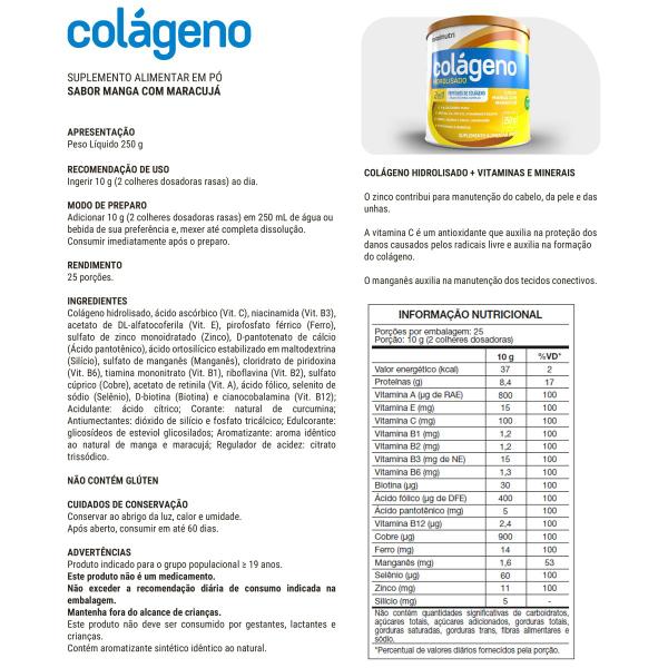 Imagem de Kit 3 Colágeno Hidrolisado Manga com Maracujá 250g Maxinutri