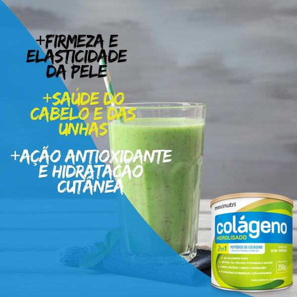 Imagem de Kit 3 Colágeno Hidrolisado Uva Verde Lata 250g Maxinutri