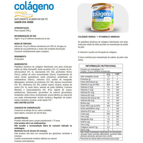 Imagem de Kit 3 Colágeno Hidrolisado Verisol Uva Verde 250g Maxinutri