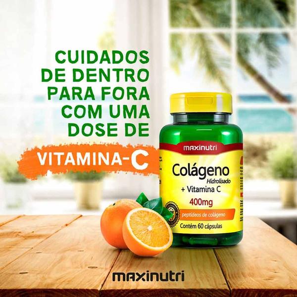 Imagem de Kit 3 Colágenos Hidrolisado Vitamina C 400mg 60 Caps Maxinutri