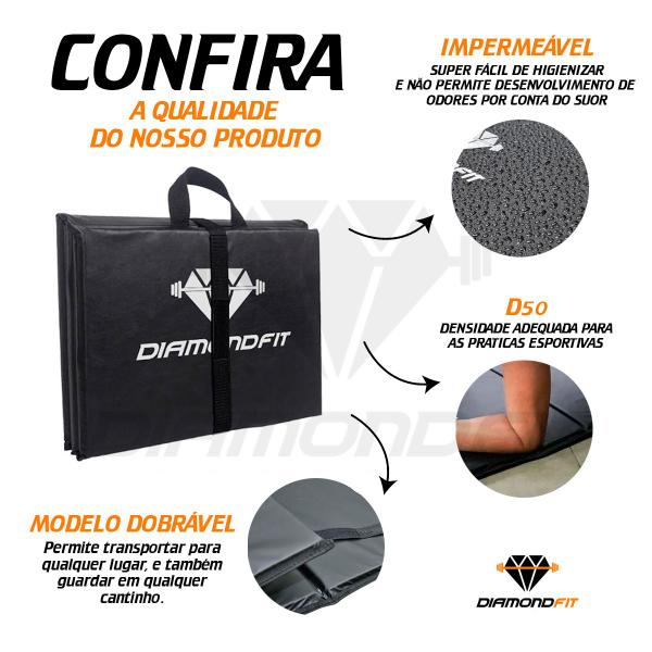 Imagem de Kit 3 Colchonete Dobravel para Treino Exercicio Funcional Fitness Maleta Academia Ginastica Espuma D50 Confortável