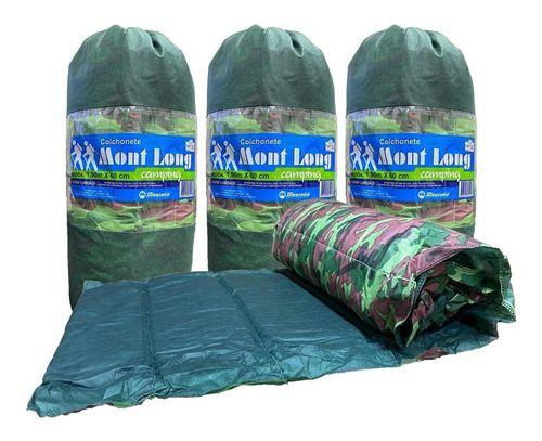 Imagem de Kit 3 Colchonete Solteiro Camuflado Verde 190x60- Mont Long