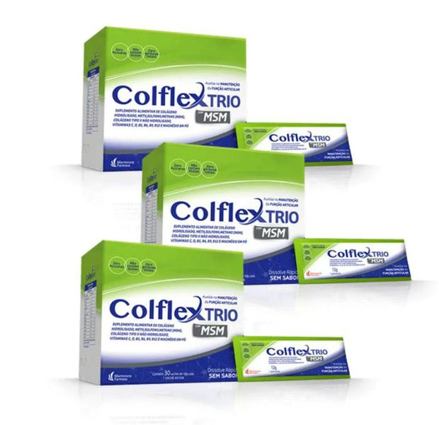 Imagem de Kit 3 colflex trio com msm sem sabor 30 saches