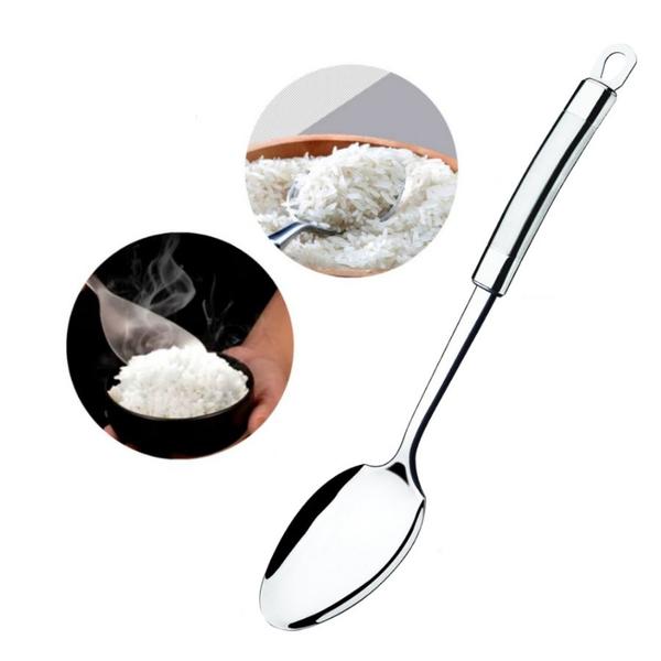 Imagem de Kit 3 Colher de Arroz Aço Inoxidável Grande Luxo Utensílios para Cozinha Prime Multiuso