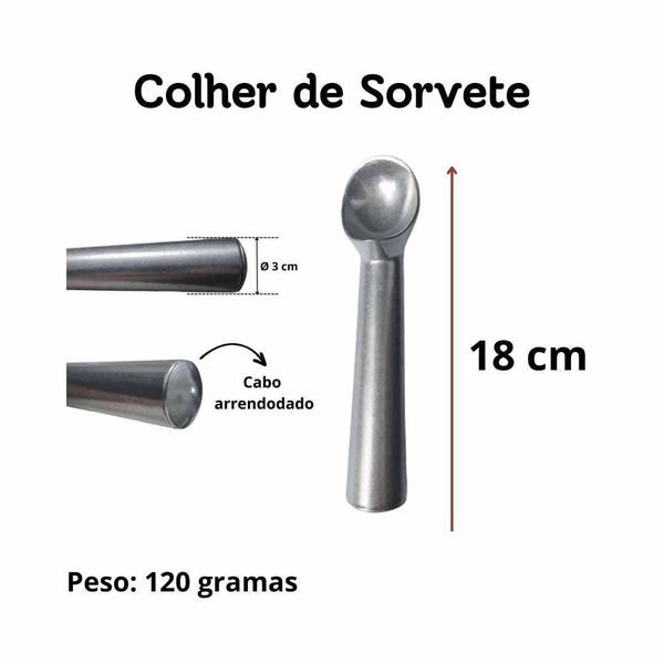 Imagem de Kit 3 Colheres Açaí Alumínio 110g - Prático e Durável