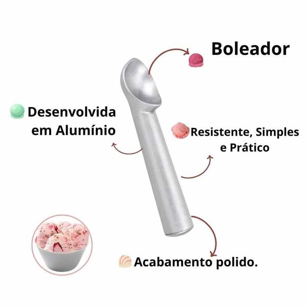 Imagem de Kit 3 Colheres Açaí Alumínio 110g - Prático e Durável