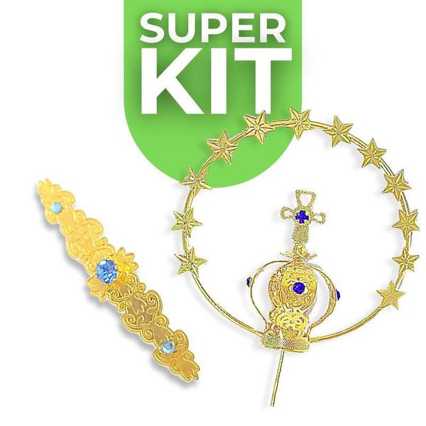 Imagem de Kit 3 Combo Coroa Nº4 Resplendor + Broche Nossa Senhora 30cm