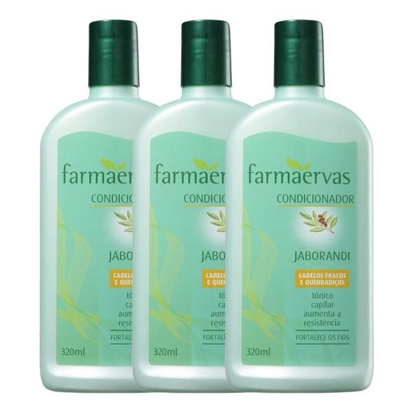 Imagem de Kit 3 Condicionador Cabelos 320ml Jaborandi Farmaervas