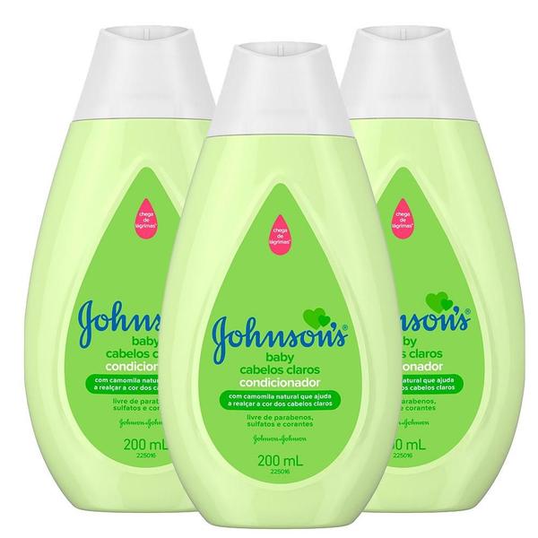 Imagem de KIT 3 Condicionador Cabelos Claros Johnson's Baby 200ml