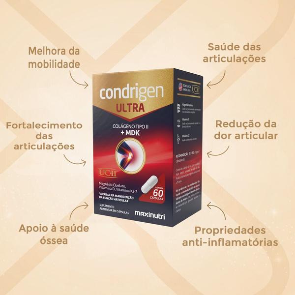 Imagem de Kit 3 Condrigen Ultra Colágeno não Hidrolisado Tipo 2 + MDK 60 Cáps Maxinutri