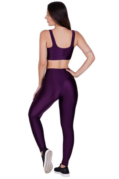 Imagem de Kit 3 Conjunto Fitness 3D Top Bojo Removível e Legging Cintura Alta - KIT 3 BÁRBARA PINK ROXO CINZA