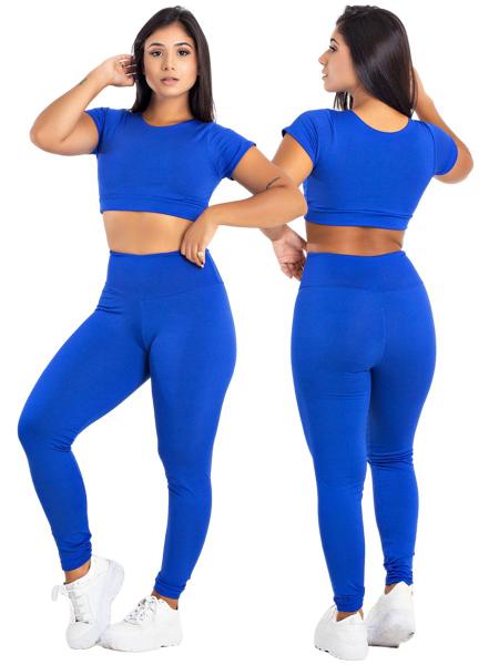 Imagem de Kit 3 Conjunto Fitness Top Manga + Calça Legging Basica  MAG853_901